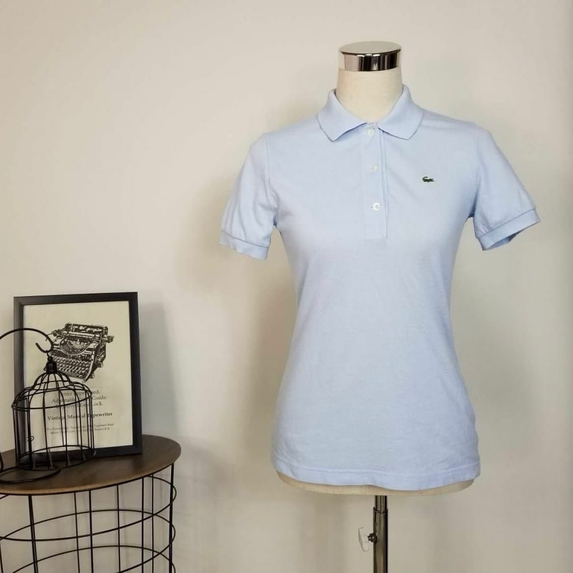 [M] Lacoste 라코스테 우먼즈 하늘색 코튼 반팔 카라티 상품이미지4