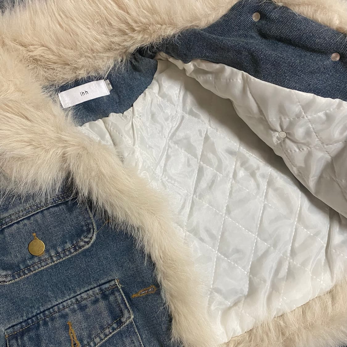 Faux fur denim set 퍼 데님 투피스 세트 상품이미지7