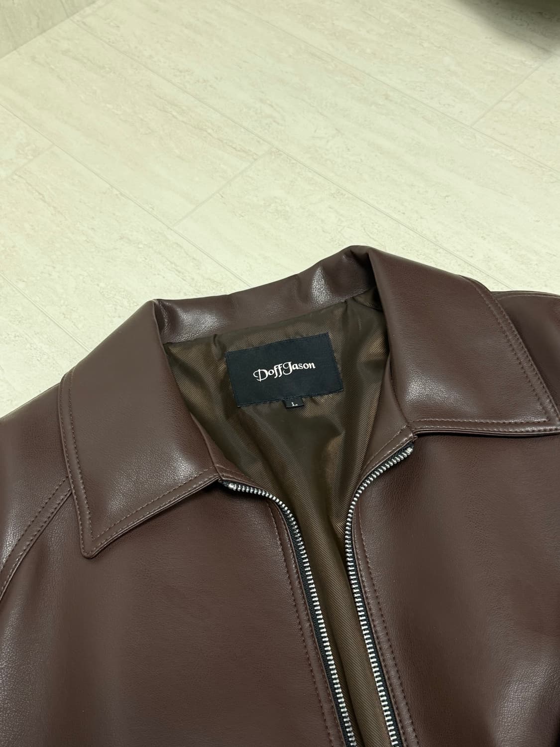 도프제이슨/크롭 레더 자켓/브라운/L 상품이미지2
