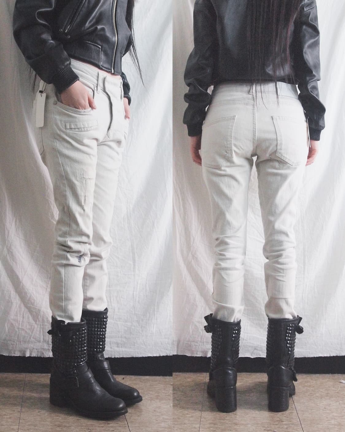 발망 디스트로이드 그런지 화이트 바이커진 상품이미지1