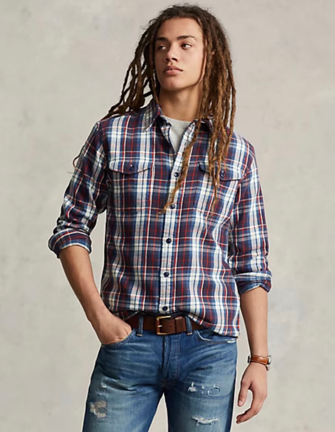 폴로 랄프로렌 신형 클래식핏 플래드 트윌 워크 체크셔츠 남방 L 상품이미지5