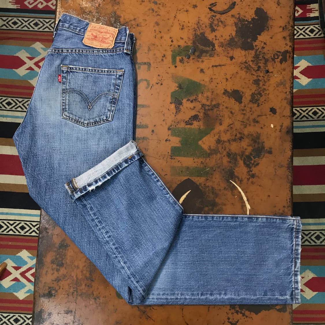 리바이스 501 중청 워시드 데님 팬츠 허리 28 29 사이즈  상품이미지2
