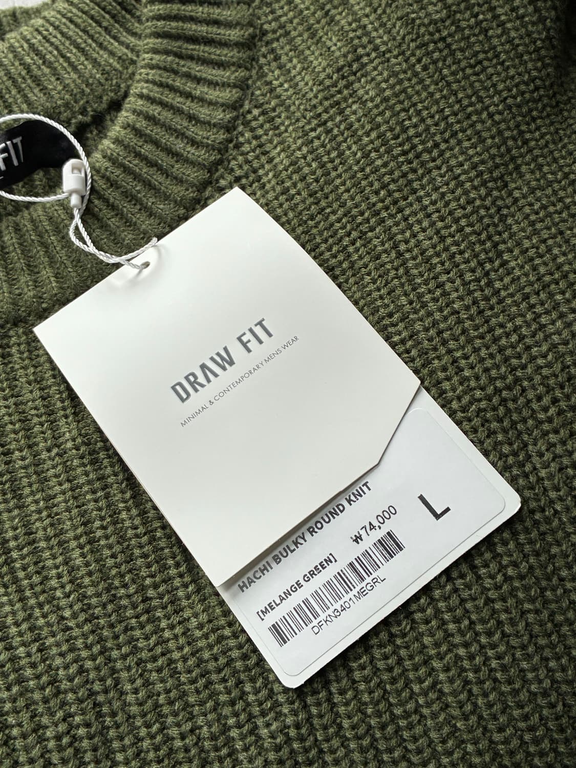 (새상품)(L) 드로우핏 하찌 벌키 라운드 니트 MELANGE GREEN 상품이미지9