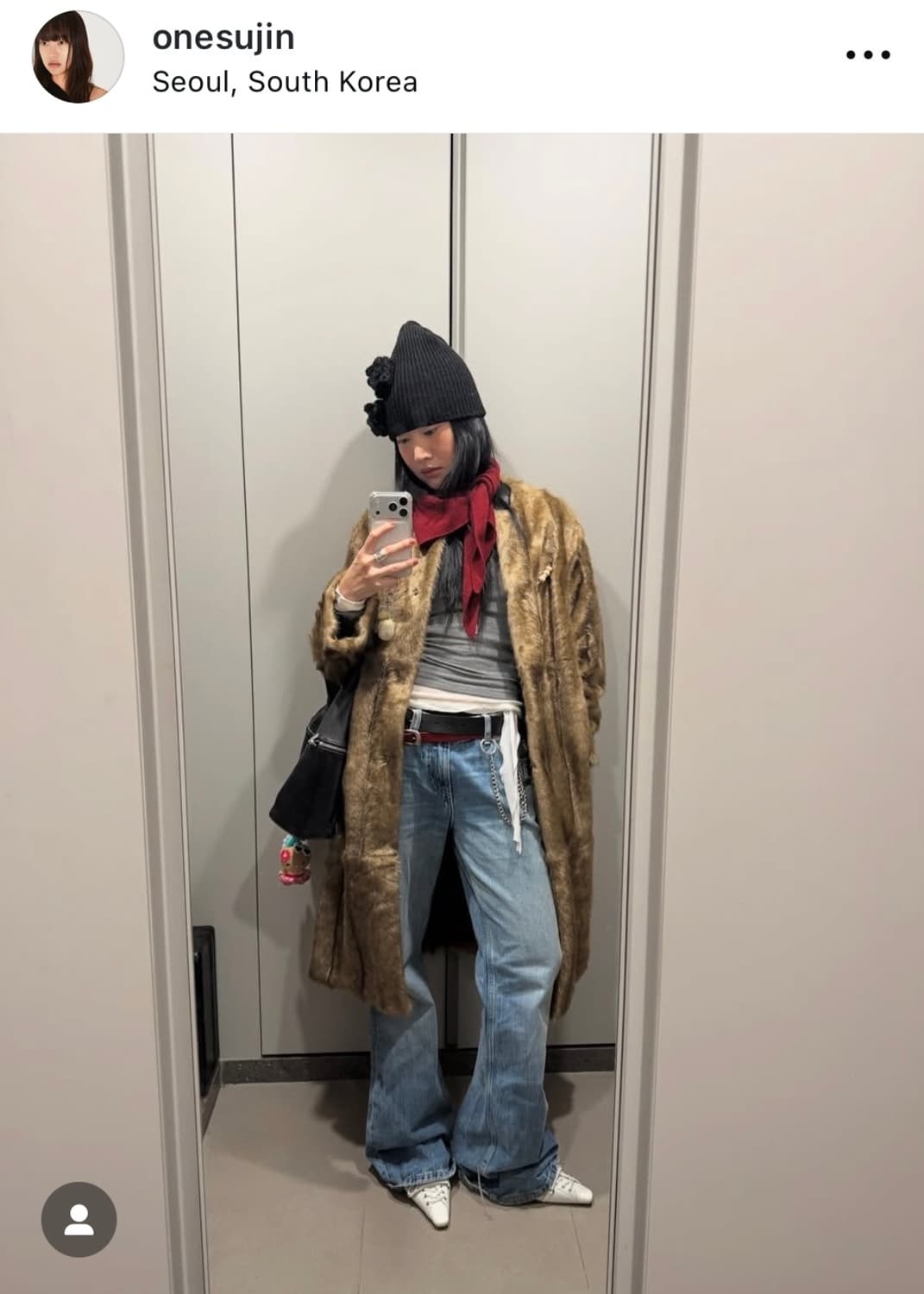 H&M 머플러 디테일 퍼 코트 상품이미지7