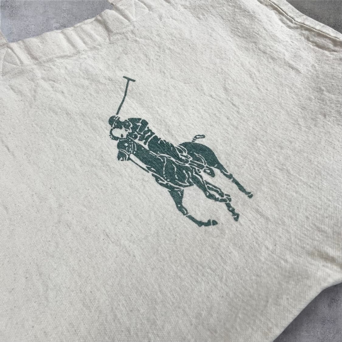 폴로 랄프로렌 아이보리 그린 빅포니 캔버스 숄더백 에코백 상품이미지2