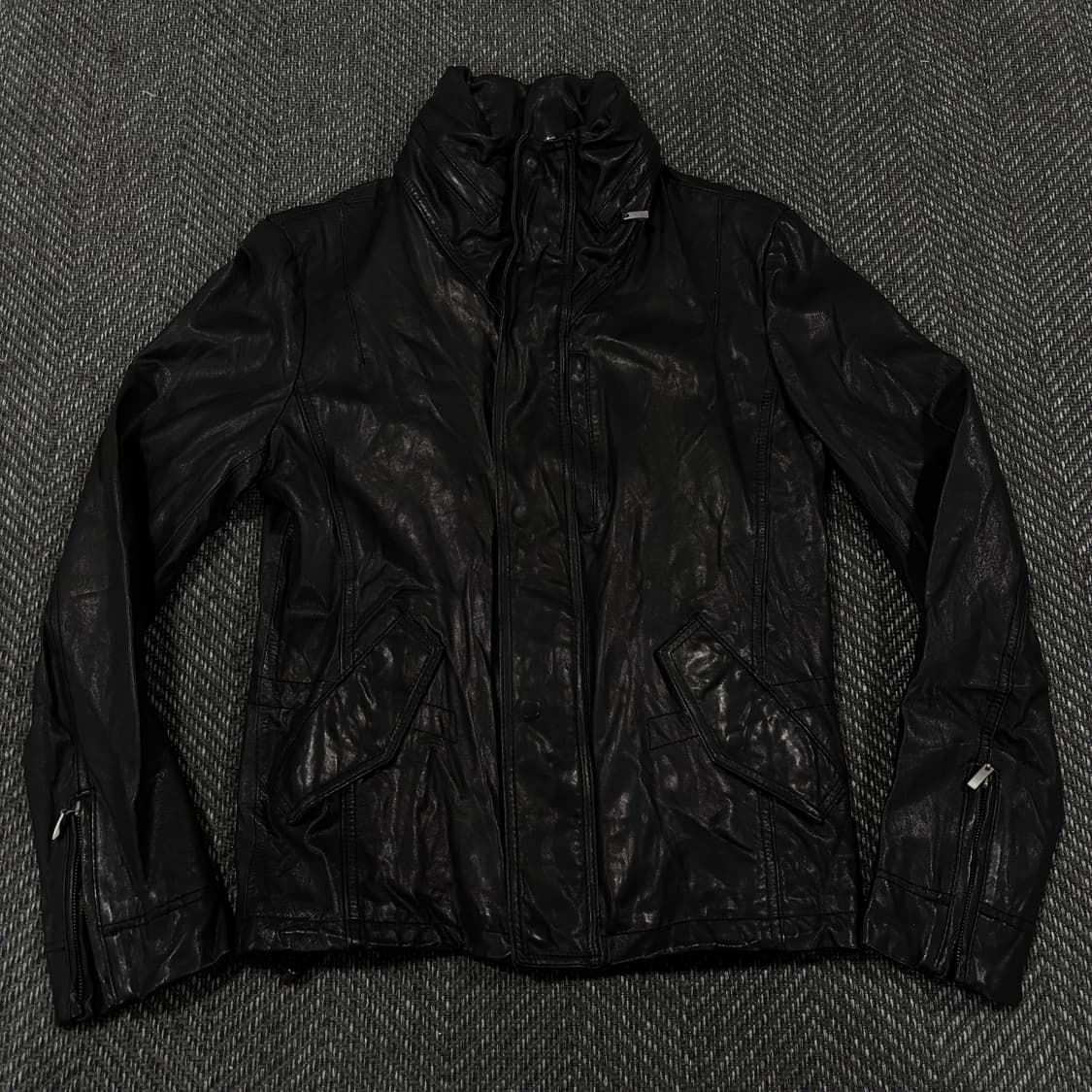 램스킨 슬림핏 히든후드 자켓 블랙 상품이미지1