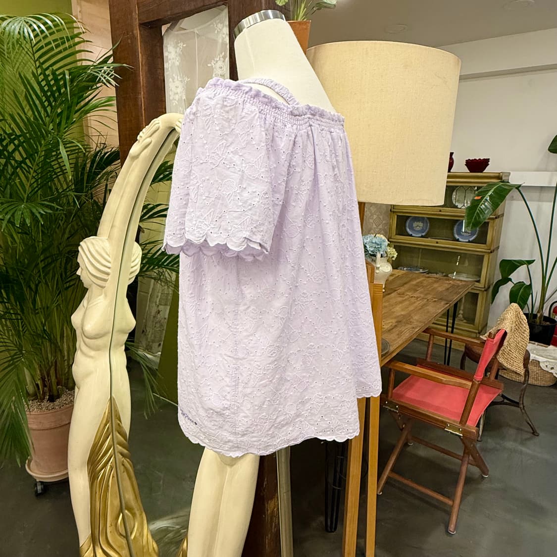 연보라 반팔 블라우스 상품이미지4