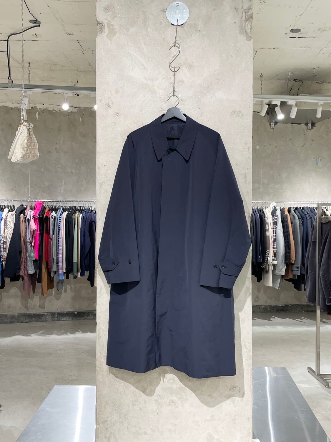 캡틴 션샤인 다크 네이비 클래식 히든 버튼 폴리에스터 코트 상품이미지1