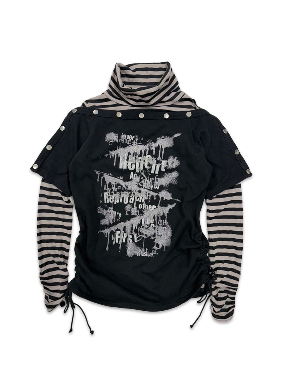 빈티지 Panama Soda 블랙 펑크 디테일 레이어드티 세트 상품이미지1