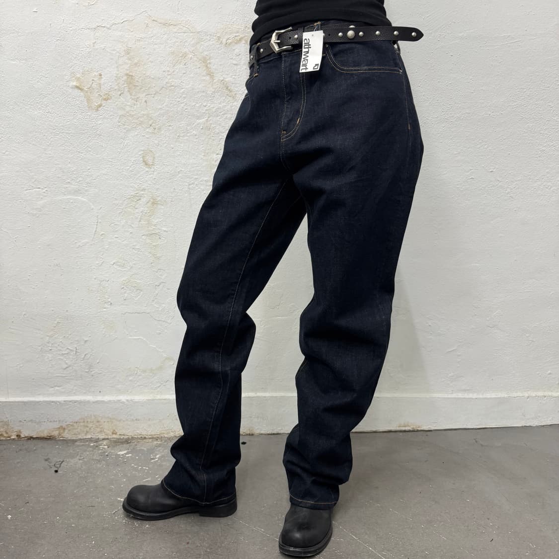 ZOZO 인디고블루컬러 코튼 루즈 스트레이트 데님 팬츠 상품이미지2