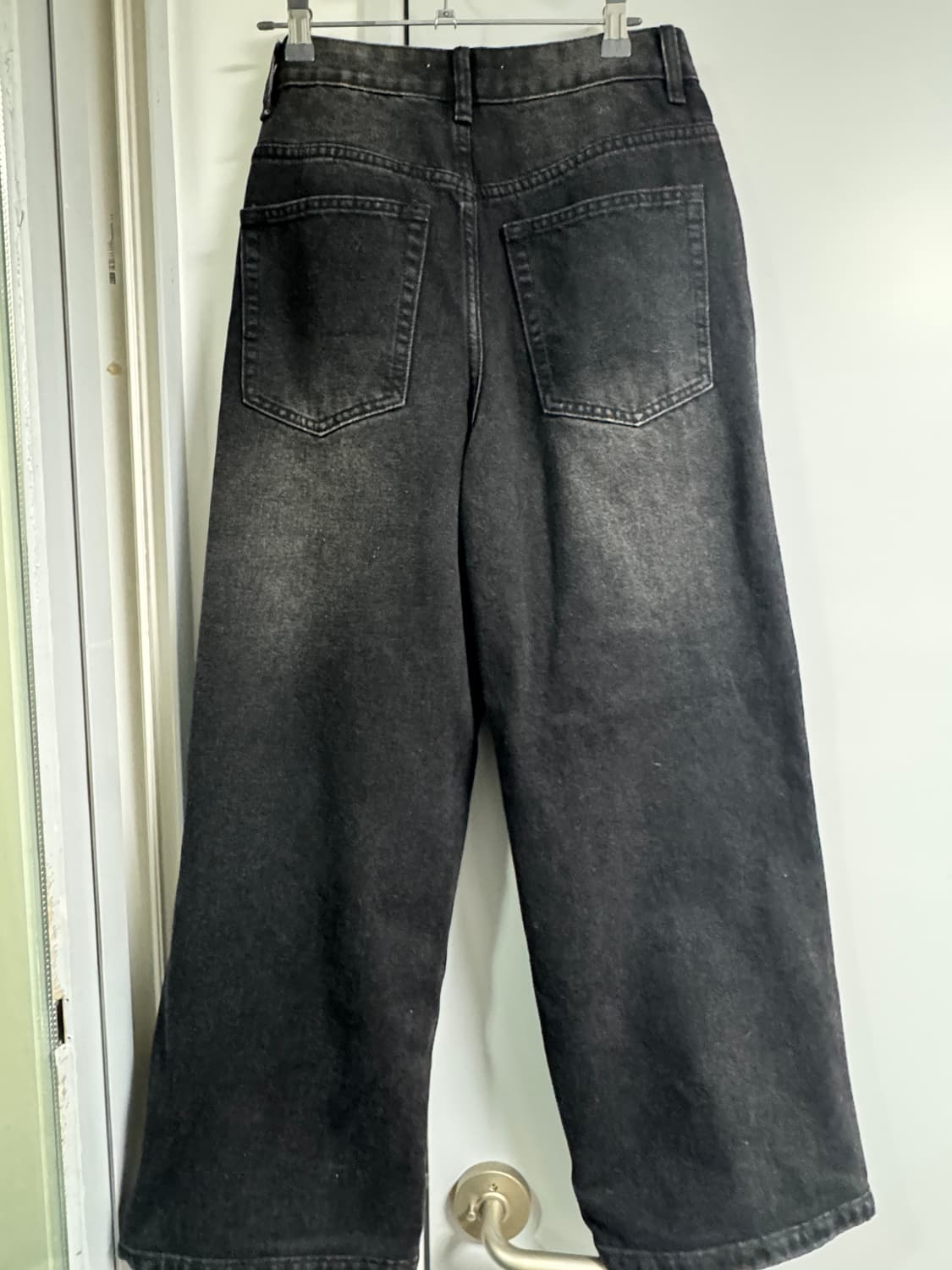 밀로우먼 빈티지 와이드 데님 팬츠 블랙 밑단수선함.. 상품이미지3