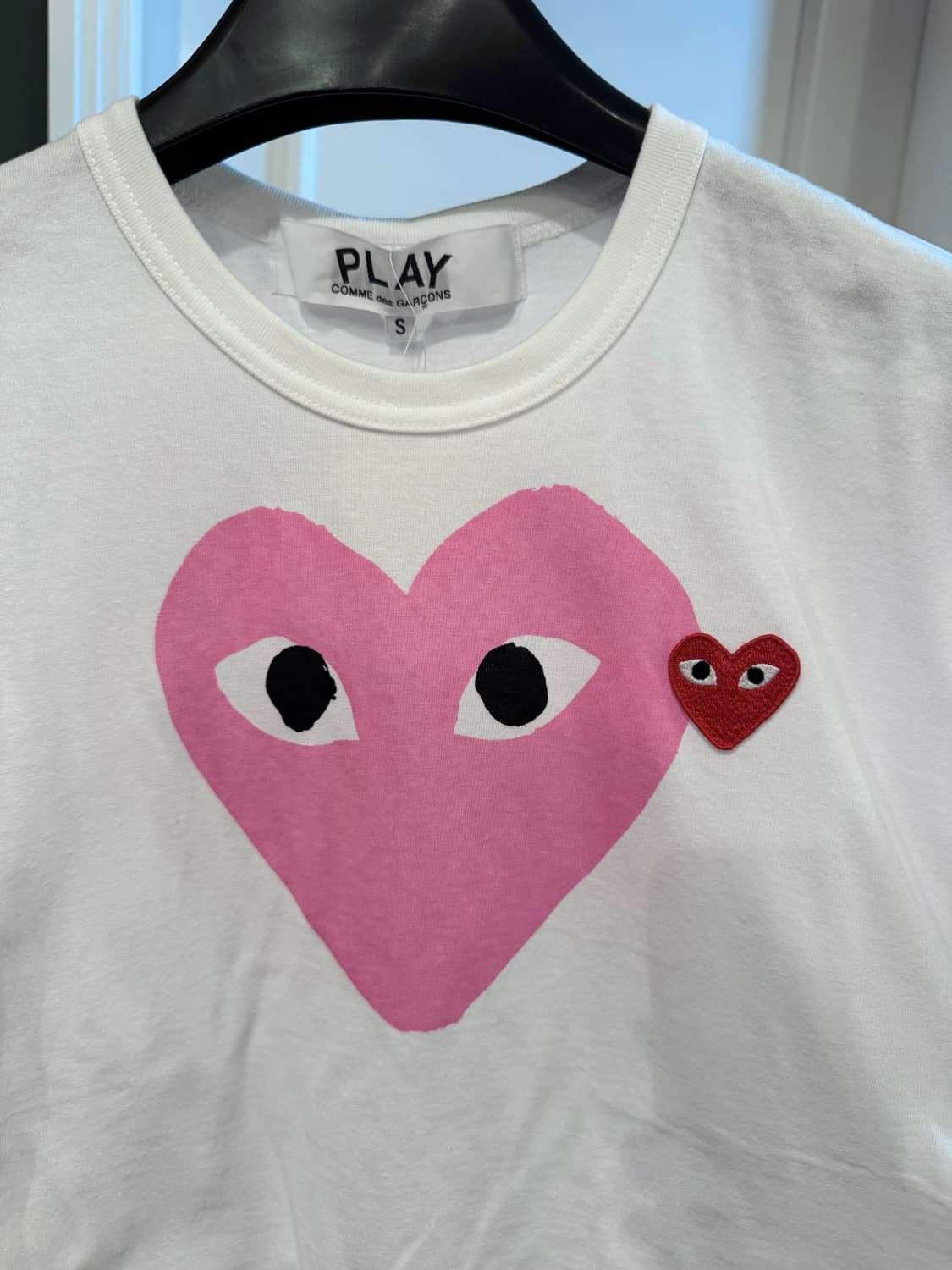 플레이 꼼데가르송 레드하트 티셔츠 핑크 상품이미지2