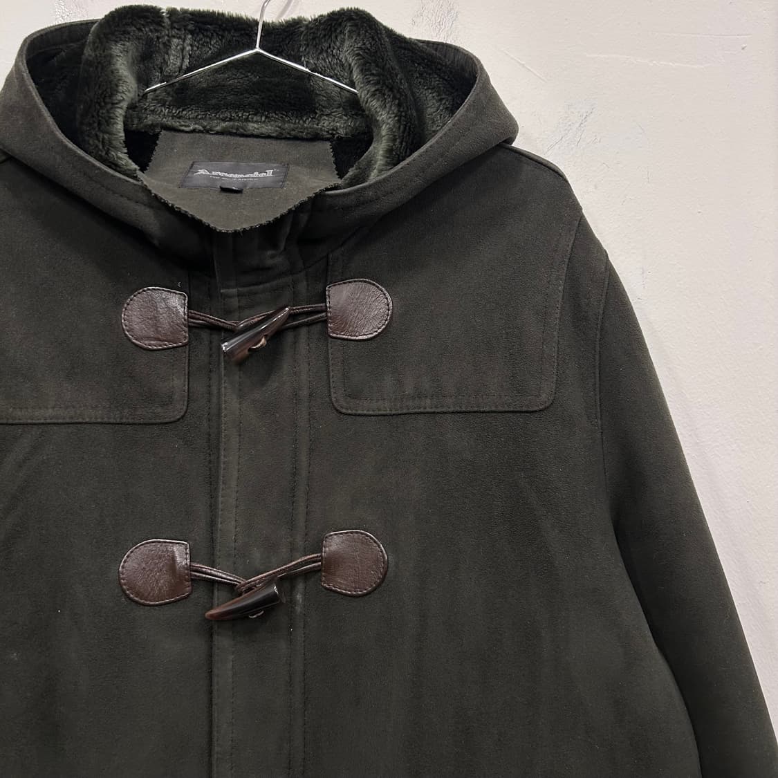 아센시엘 스웨이드 버튼 후드 무스탕 더플코트 상품이미지1