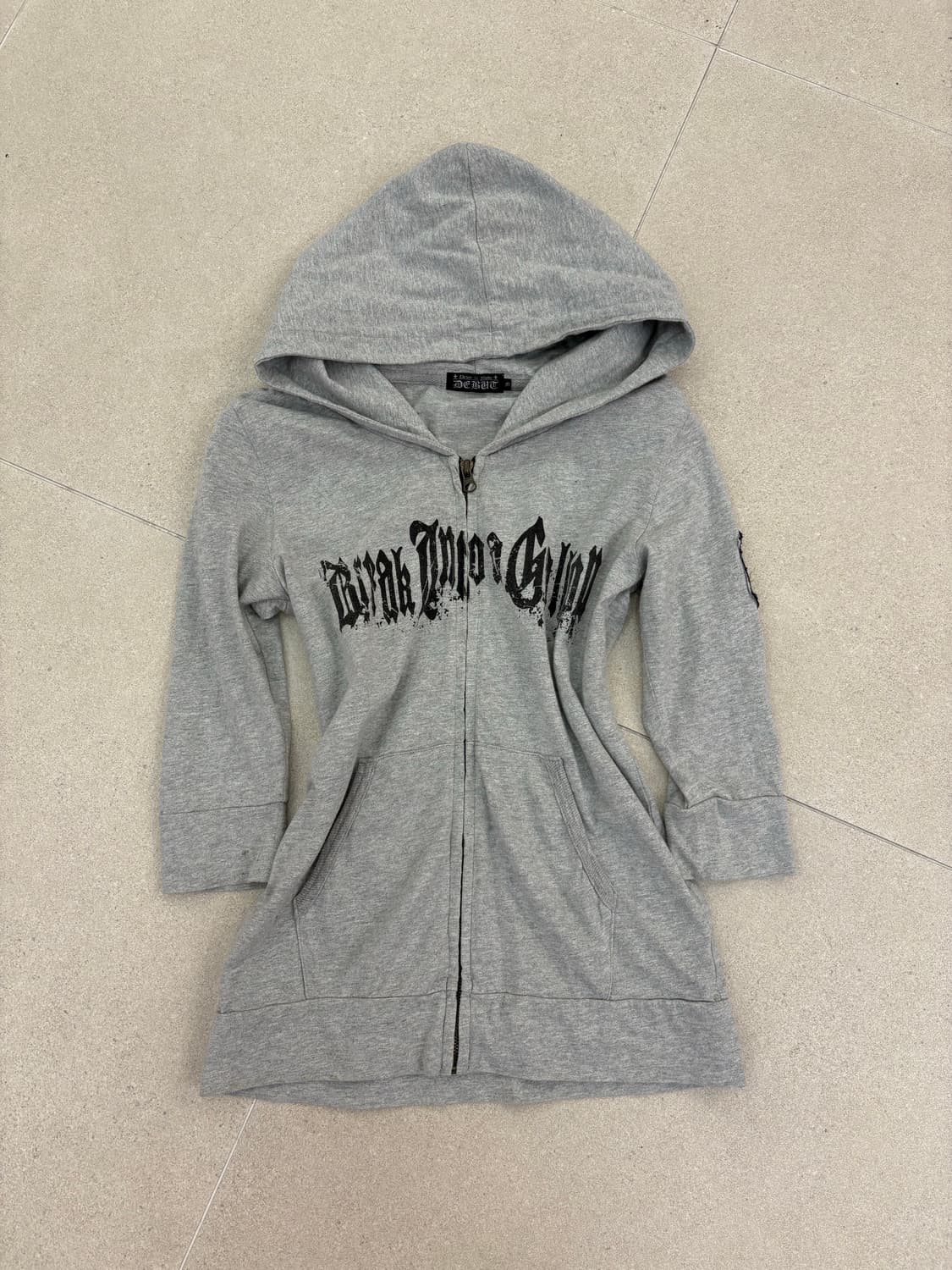 시스루 윙 그레이 후드집업 상품이미지2