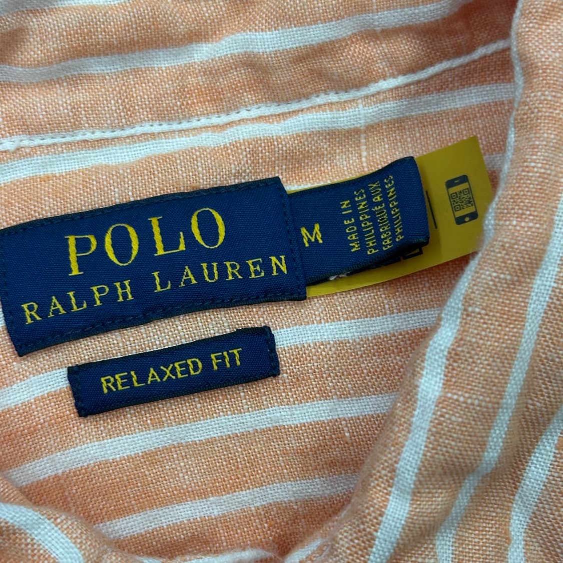 M 폴로랄프로렌 릴렉스핏 오렌지 스트라이프 린넨 셔츠 상품이미지4