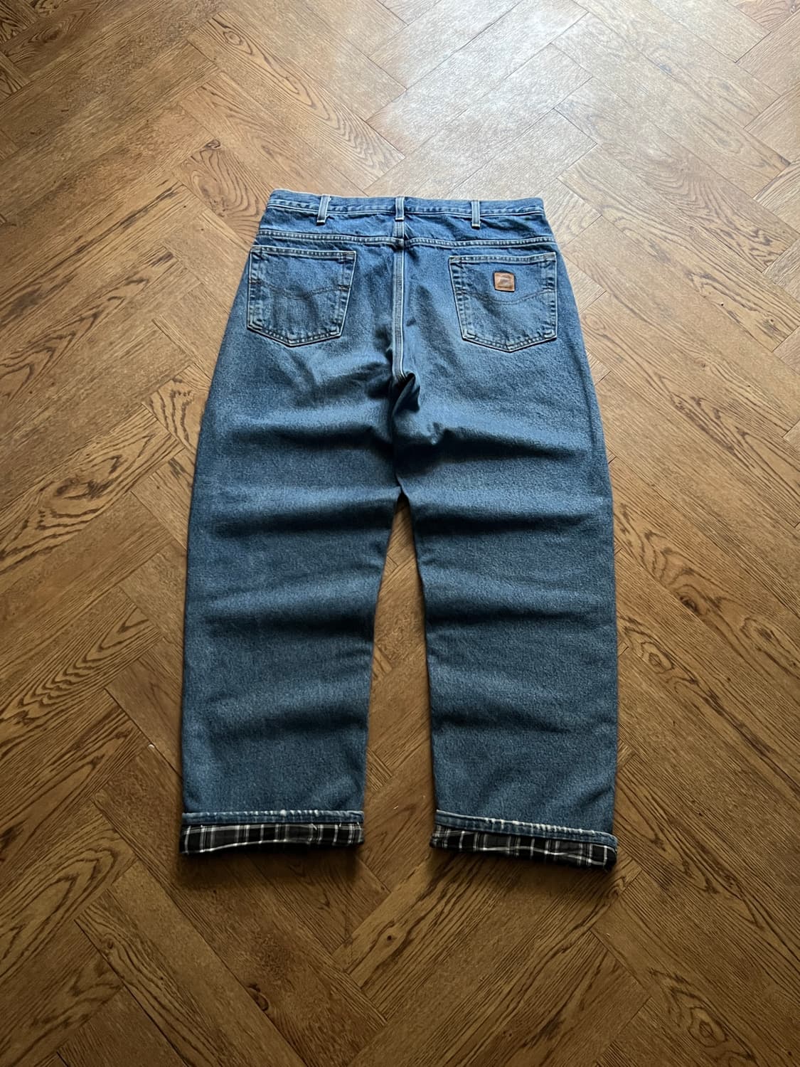 [36]칼하트 USA 빈티지 워싱 체크 라이닝 워크 데님 팬츠 상품이미지2