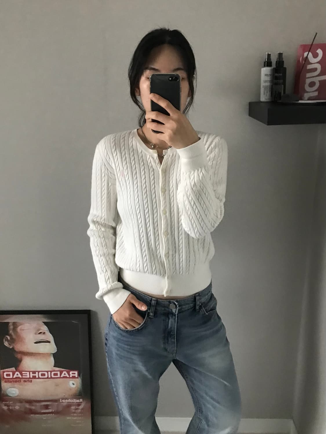 폴로 랄프로렌 포니로고 화이트 케이블 니트 가디건 상품이미지2