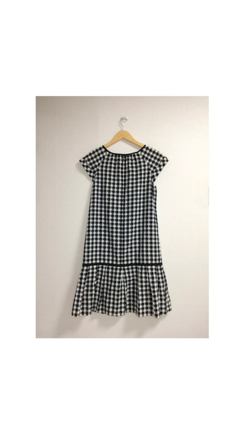 빈티지 블랙 깅엄체크 반팔 원피스 상품이미지5