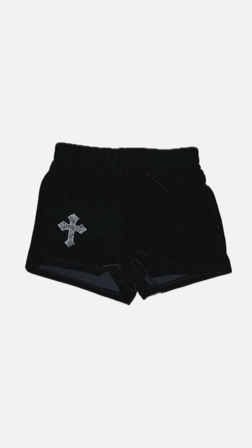 큐빅 디테일 트레이닝 벨벳 숏팬츠 상품이미지1