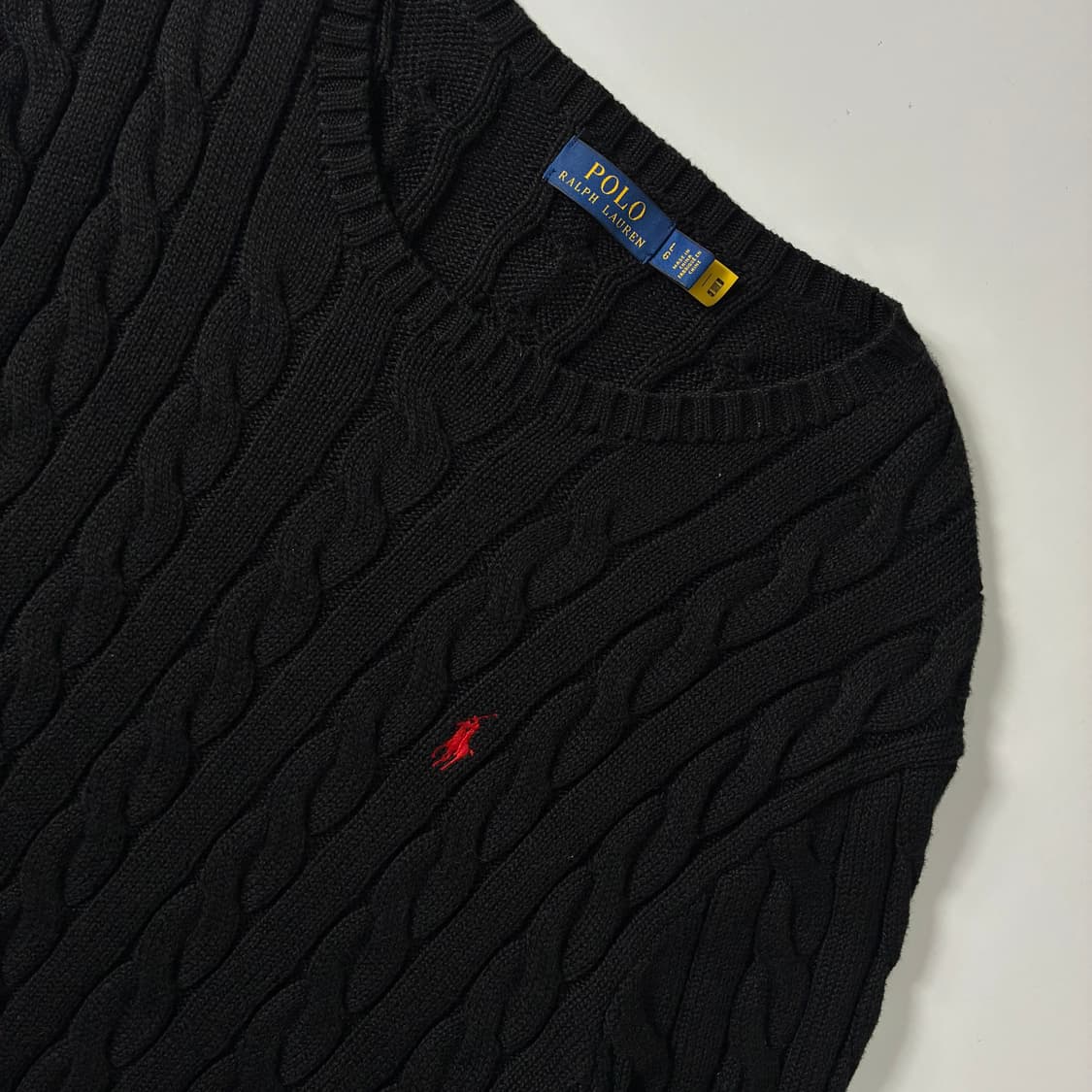 Polo  폴로 랄프로렌 신형 자수 코튼 블랙 꽈배기 니트  상품이미지3