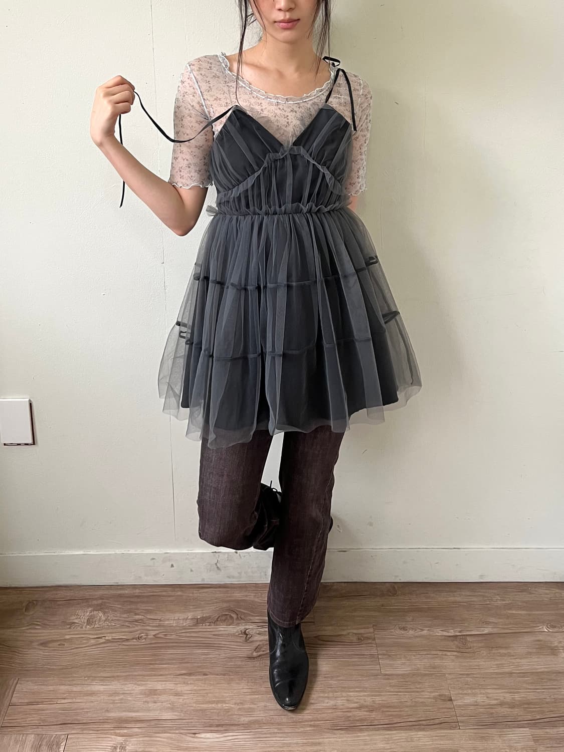 PHILLY 블랙 쉬폰 원피스 상품이미지7