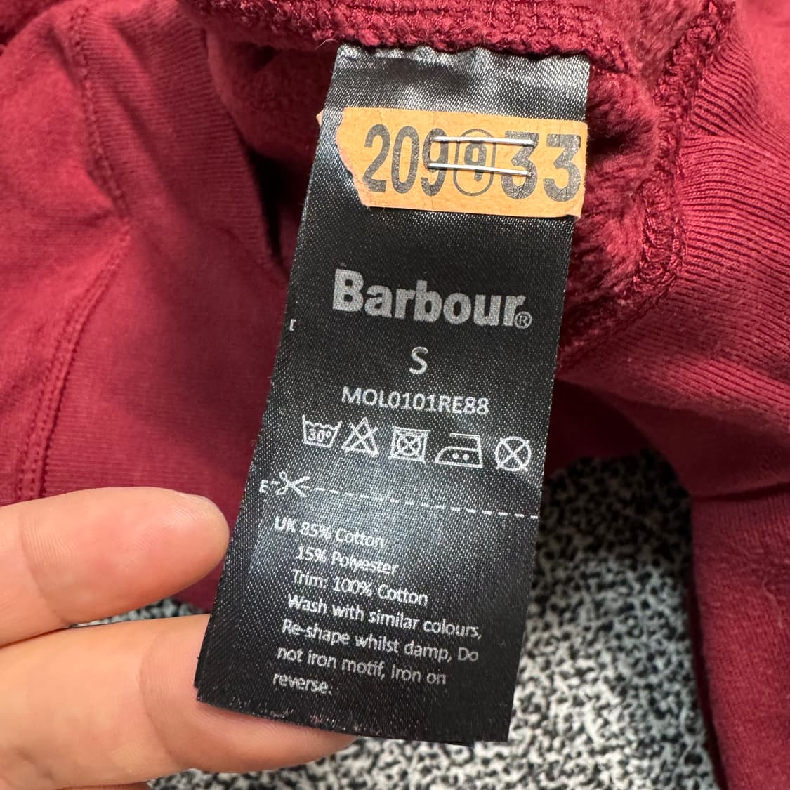 Name : 바버 스펠아웃로고 버건디 맨투맨 :)  상품이미지4