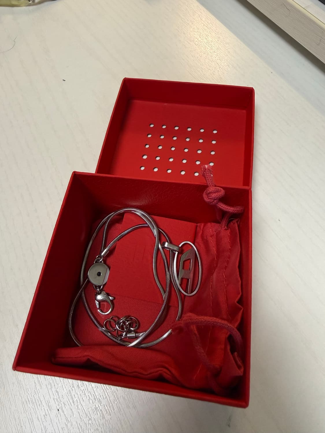 디젤 스테인리스 스틸 팬던트 네클리스 실버 상품이미지1