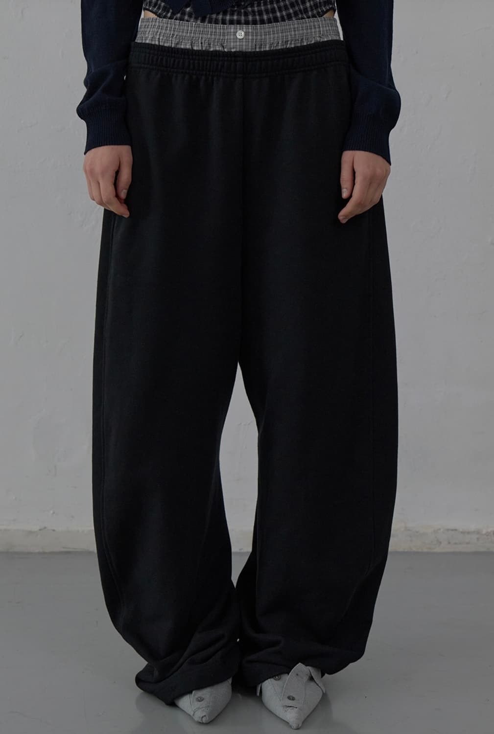 [LCDC] 엘씨디씨 레이어드 체크 스웻팬츠(블랙) 상품이미지2