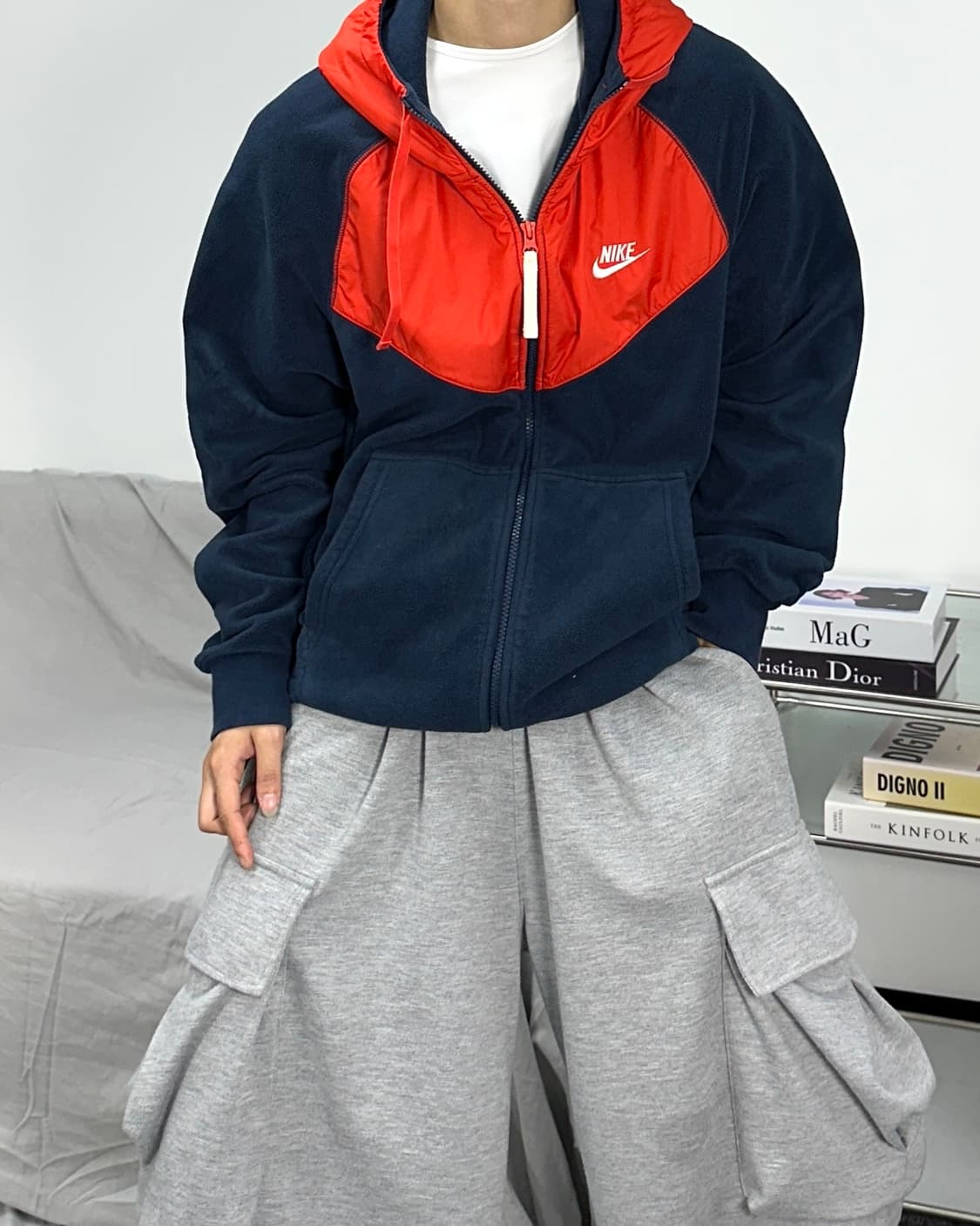 나이키 네이비 레드 플리스 자켓 XL 상품이미지2