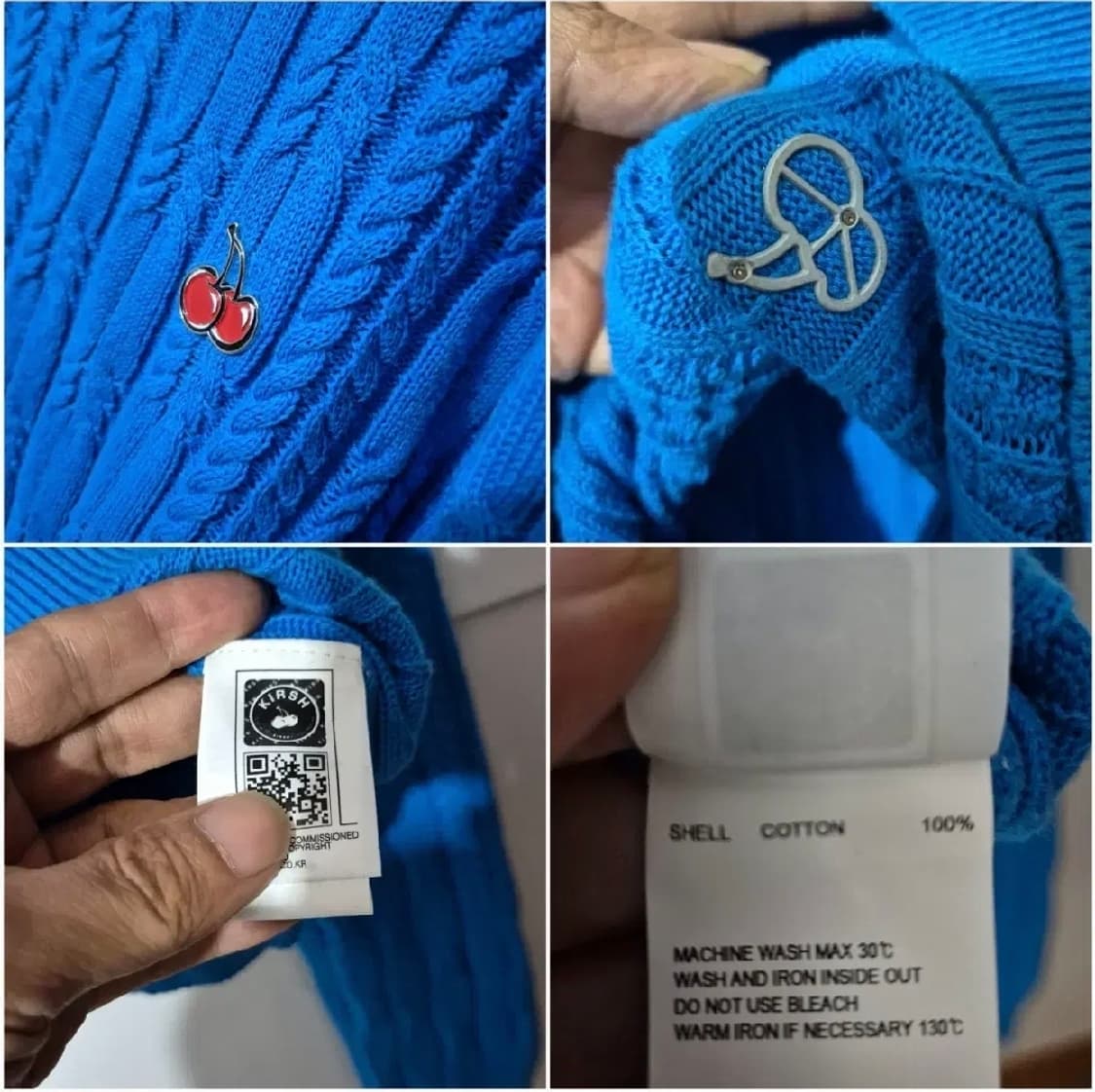 345 ) 정품 키르시 1 희긔 브롯지로고 크롭 꽈배기니트 상품이미지4