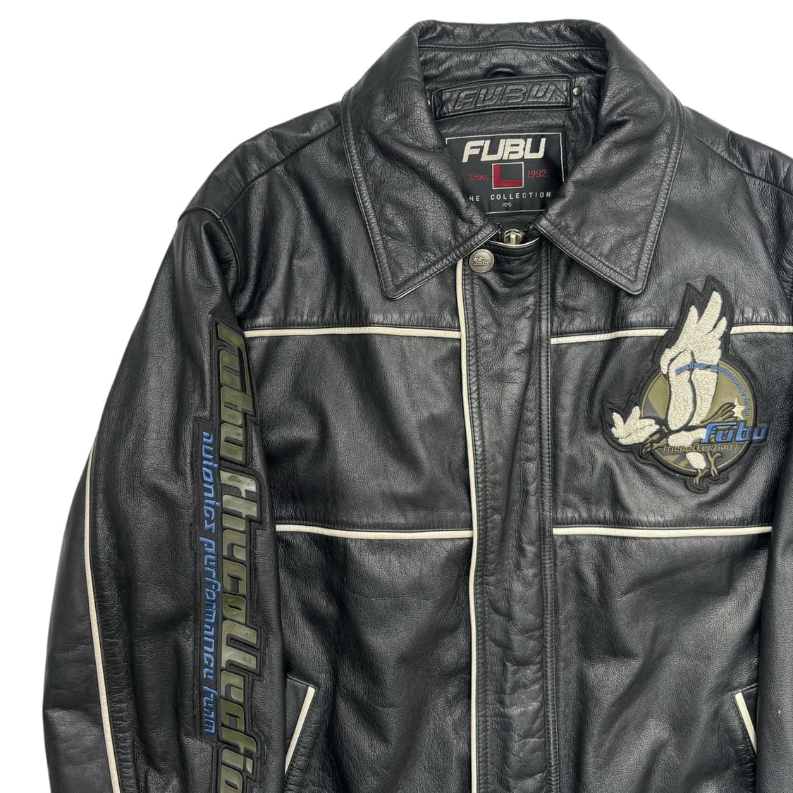 90s FUBU 올드스쿨 이글 패치 리얼 레더 자켓 XL  상품이미지5