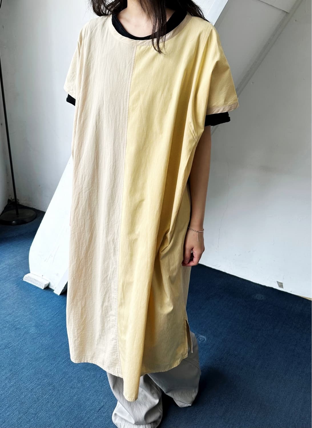 Cotton panel design wide onepiece 상품이미지10