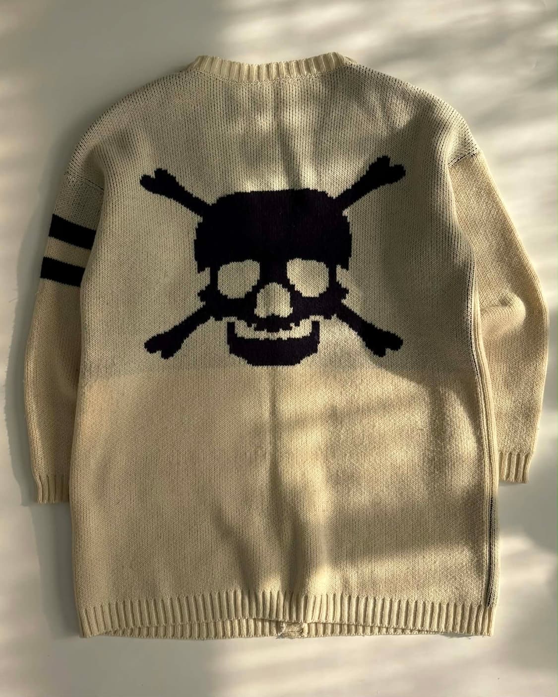 Japanese brand 본디지 해골 빈티지 울 니트 가디건 상품이미지2