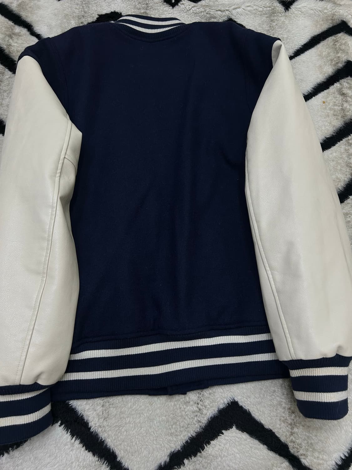 [XL]프리즘웍스 울 레더 바시티/네이비/퀄팅 상품이미지3