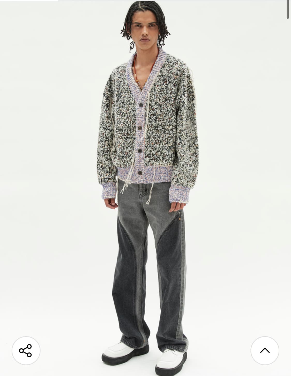 M사이즈 앤더슨벨 루카스 콘트라스트 패널 와이드 레그 데님 워시드블랙 상품이미지5