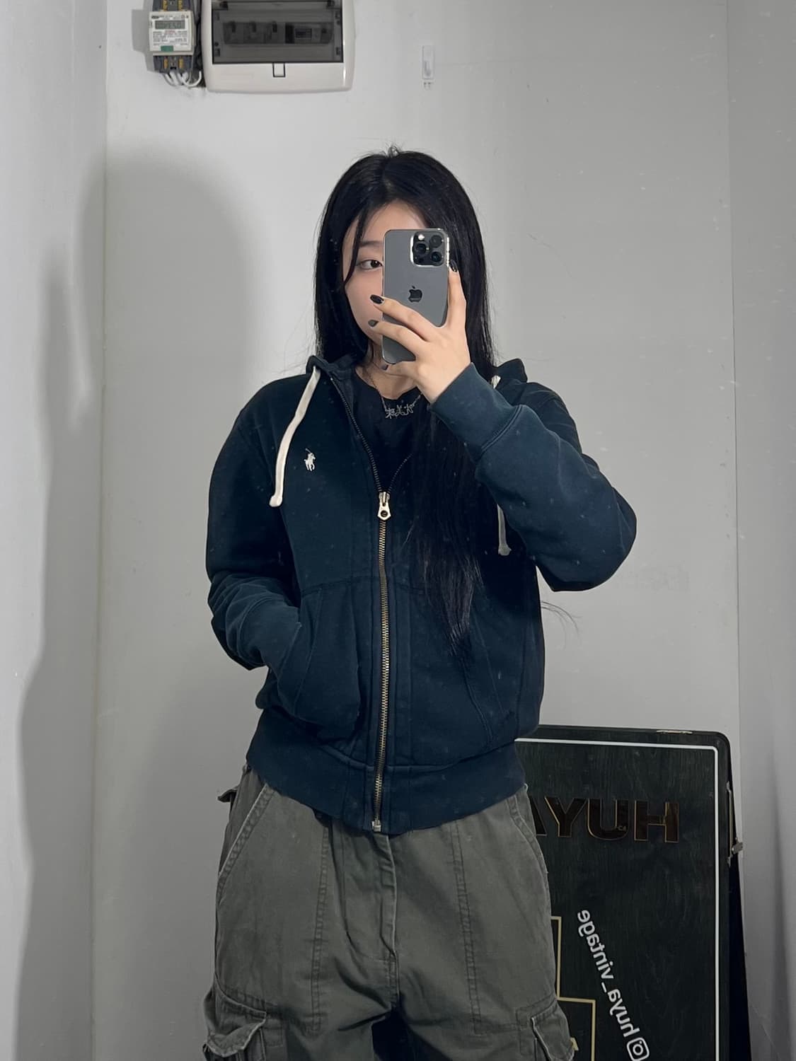 폴로 네이비 후드집업 S 상품이미지1