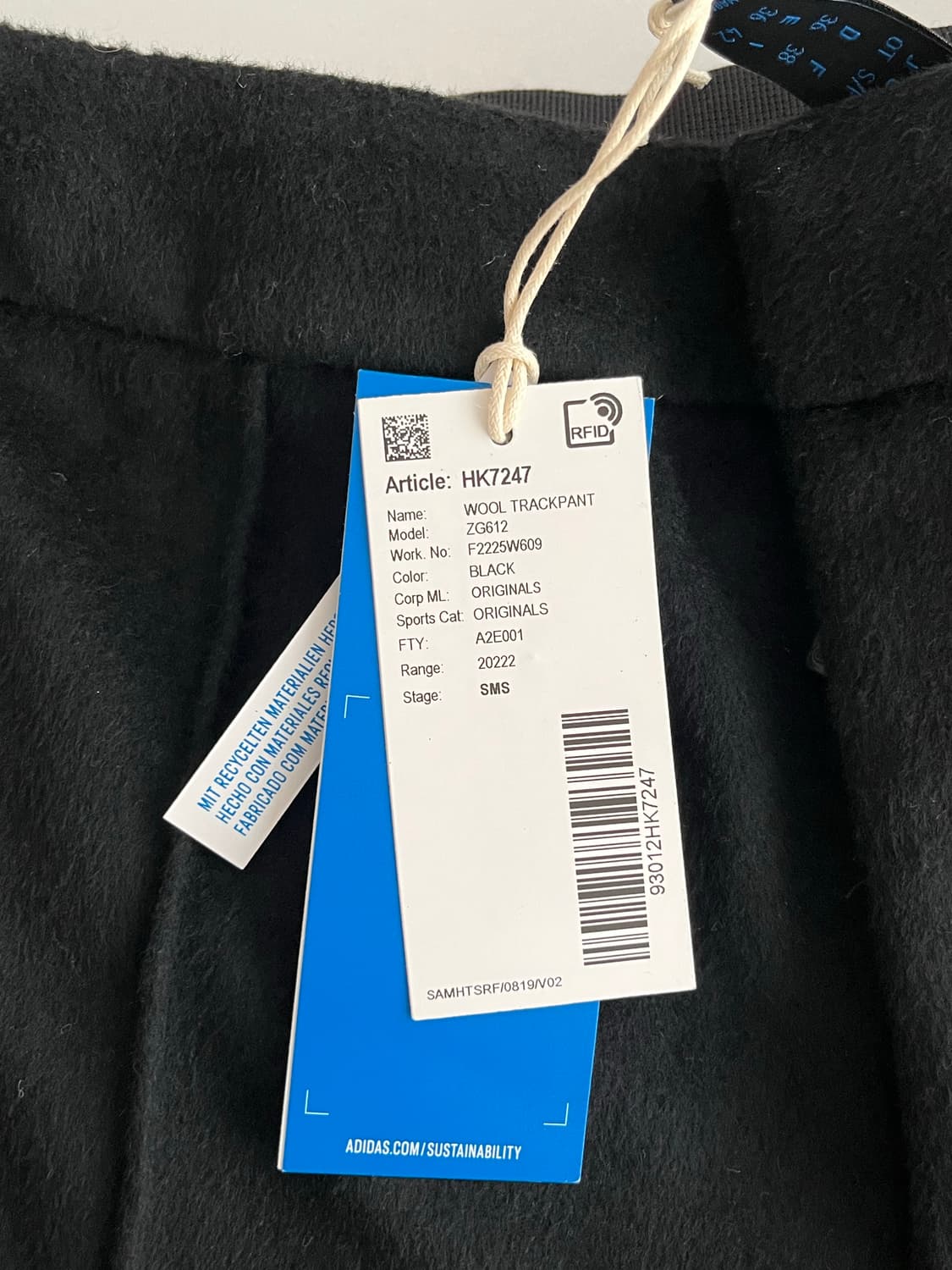 S) 새상품 아디다스 울 트랙팬츠 파이어버드 블랙 상품이미지4