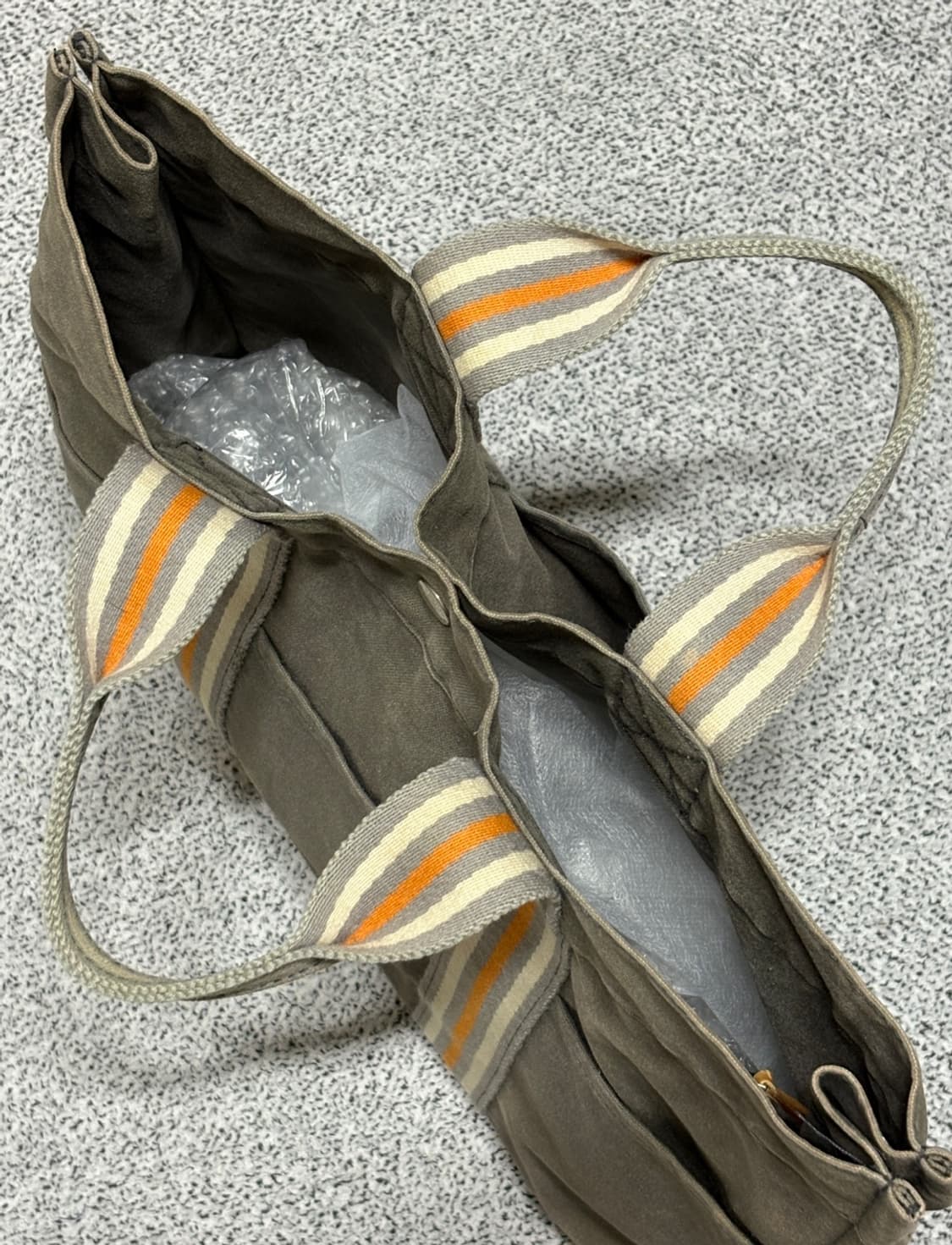 에르메스 2001 긴자 스토어 한정 후루토 캔버스 토트백 그레이/오렌지 상품이미지5