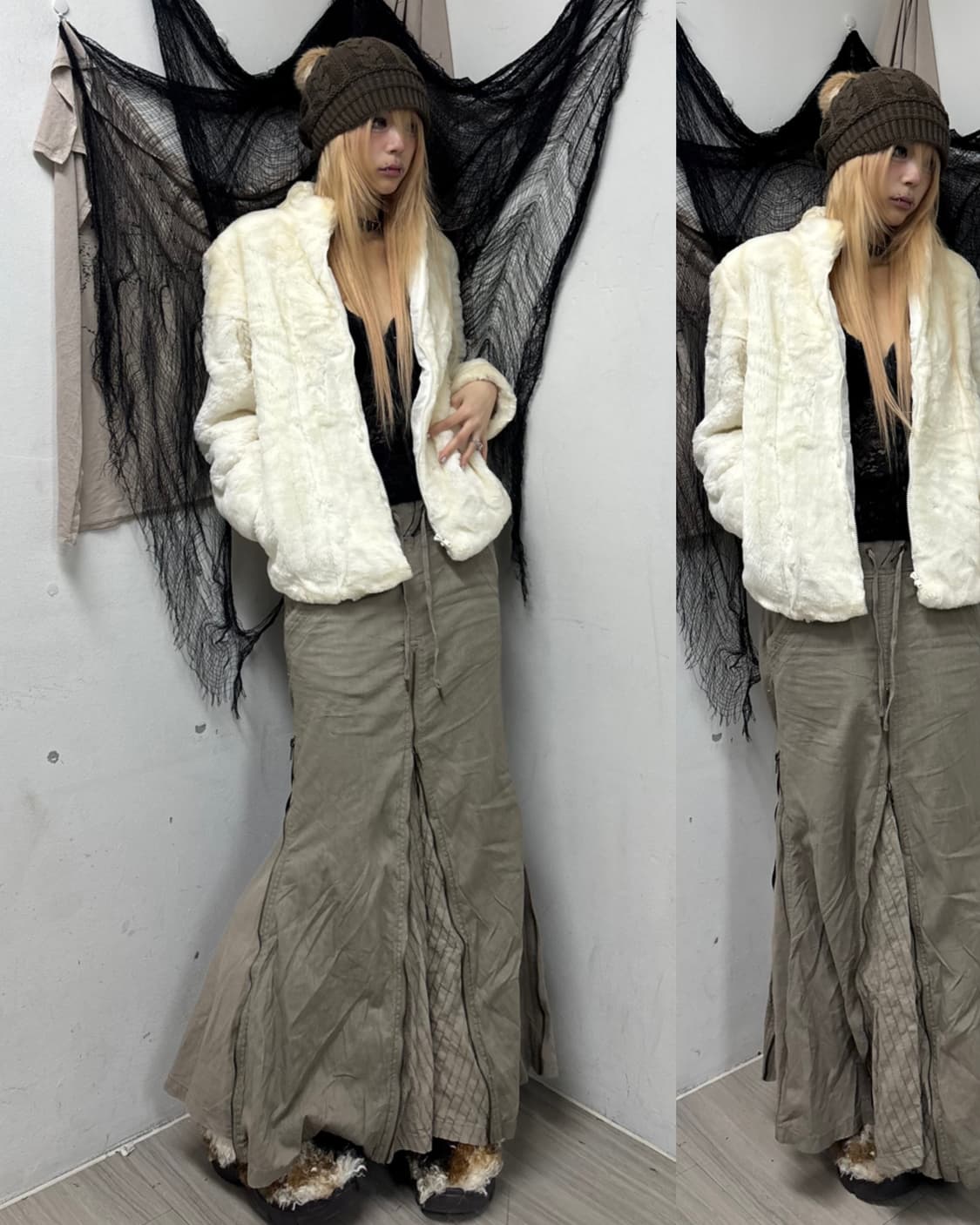 Y2K White&Ivory fleece Zip Up 상품이미지1