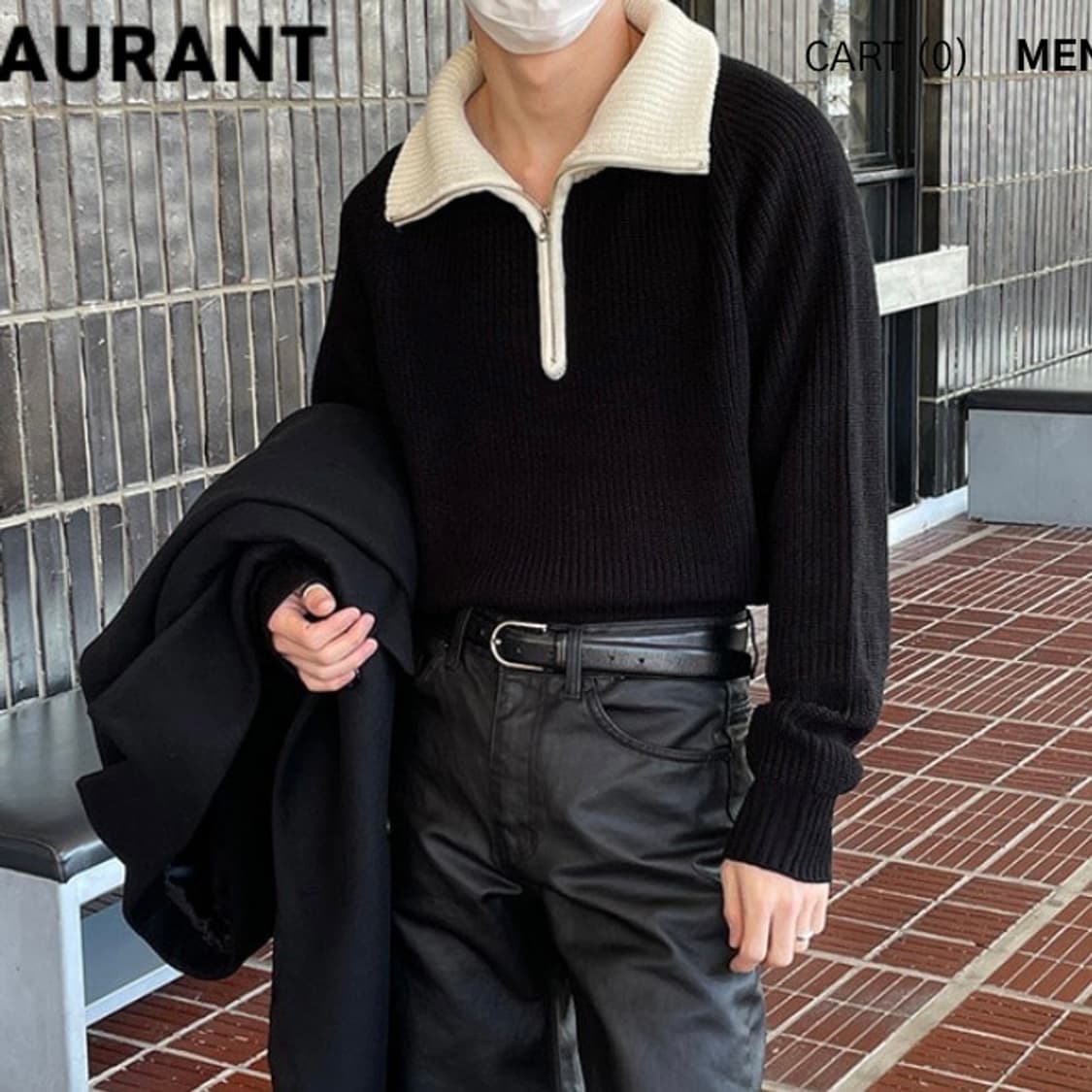 (OS) 로랑051 빅카라 니트 집업 상품이미지4