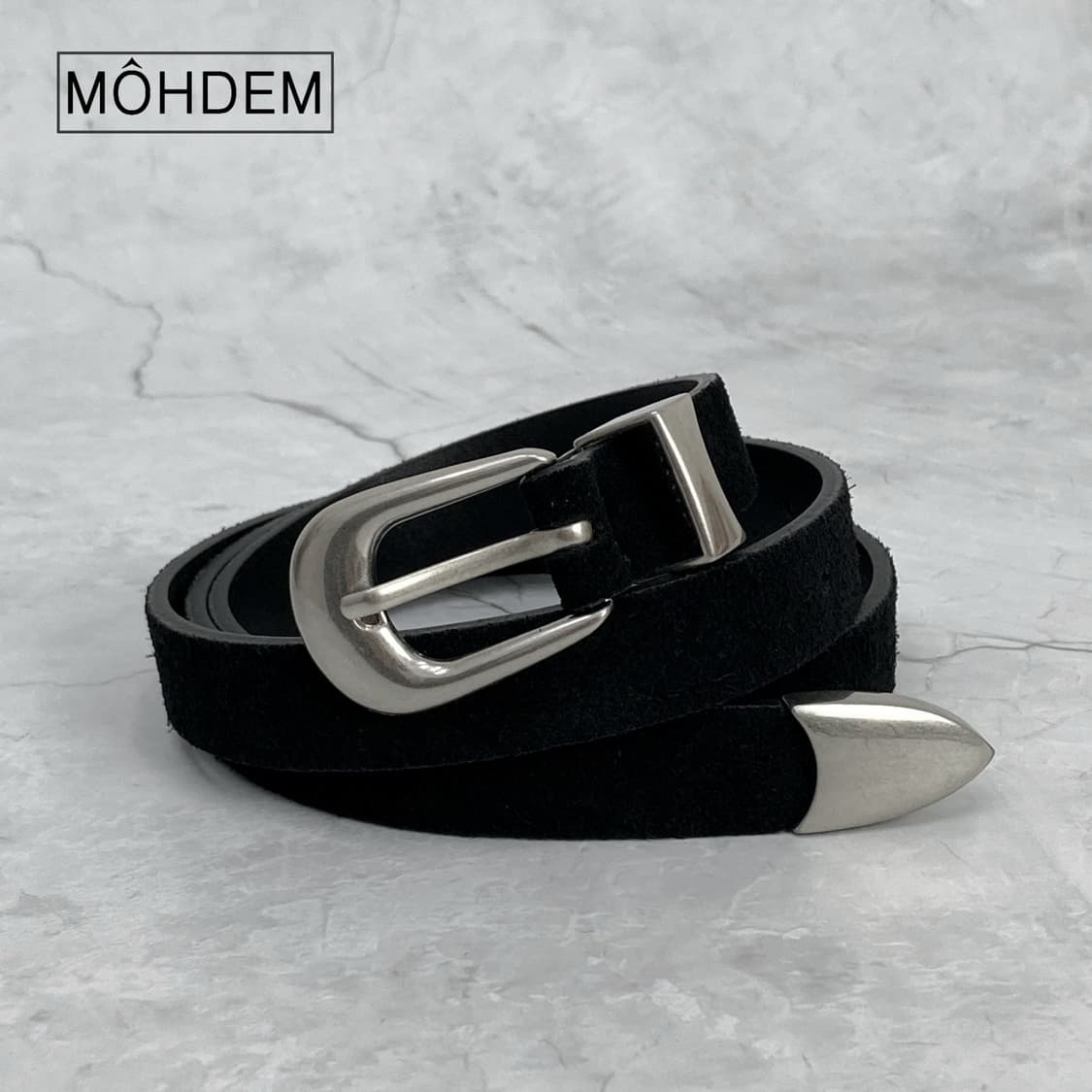[Unisex] 웨스턴 카푸치노 스웨이드 벨트 블랙 상품이미지10