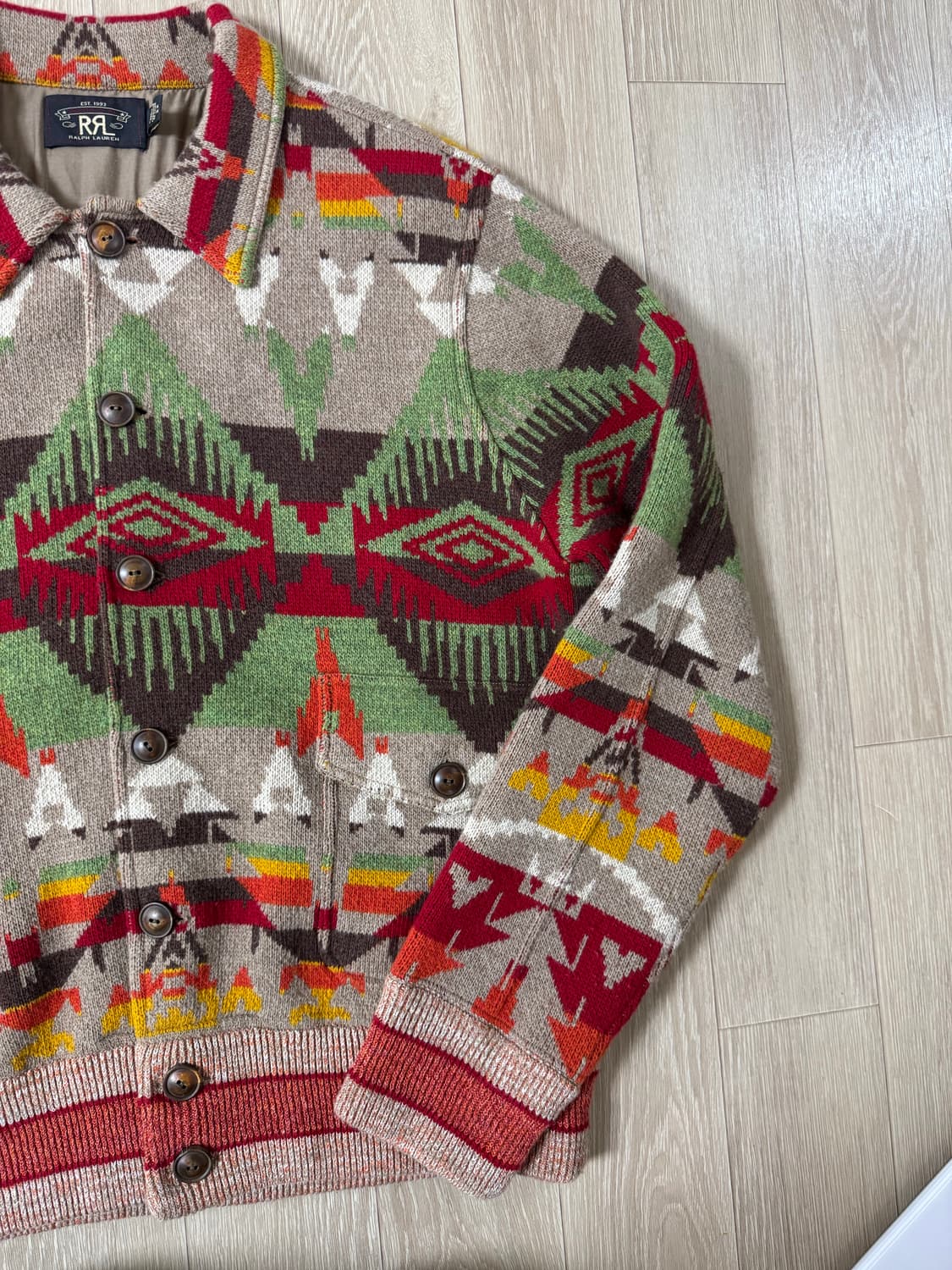 XL RRL 사우스웨스턴 나바호 울 캐시미어 니트 가디건 자켓 상품이미지4