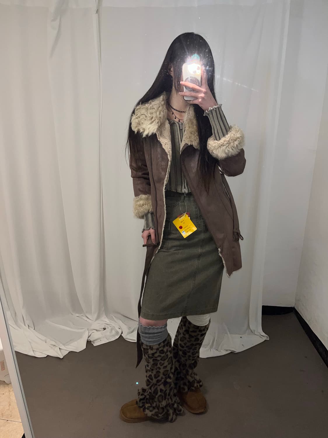 베이지 브라운 리얼 램 퍼 무스탕 코트  상품이미지8