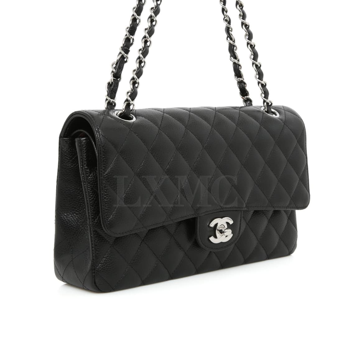 샤넬 클래식 캐비어 미듐 블랙 은장 체인백 A01112 상품이미지4
