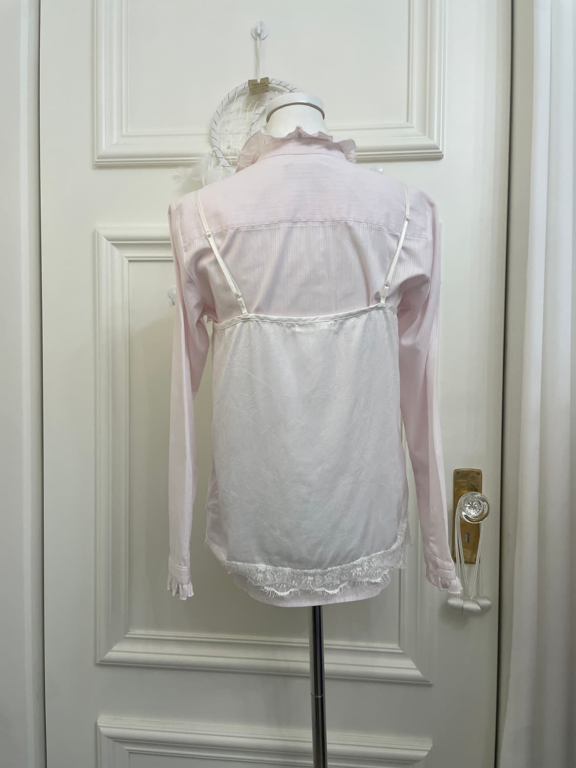 pink ruffle point lovely shirt&white lac 상품이미지3