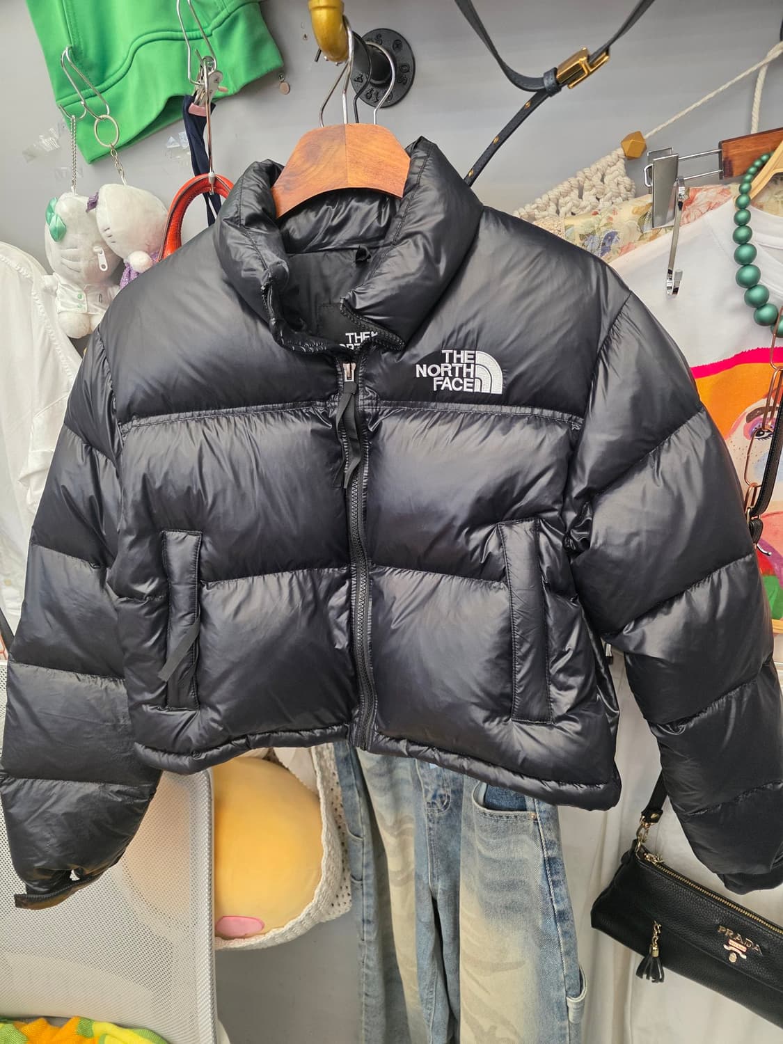 노스페이스 눕시 숏패딩 크롭패딩 블랙 L 상품이미지2
