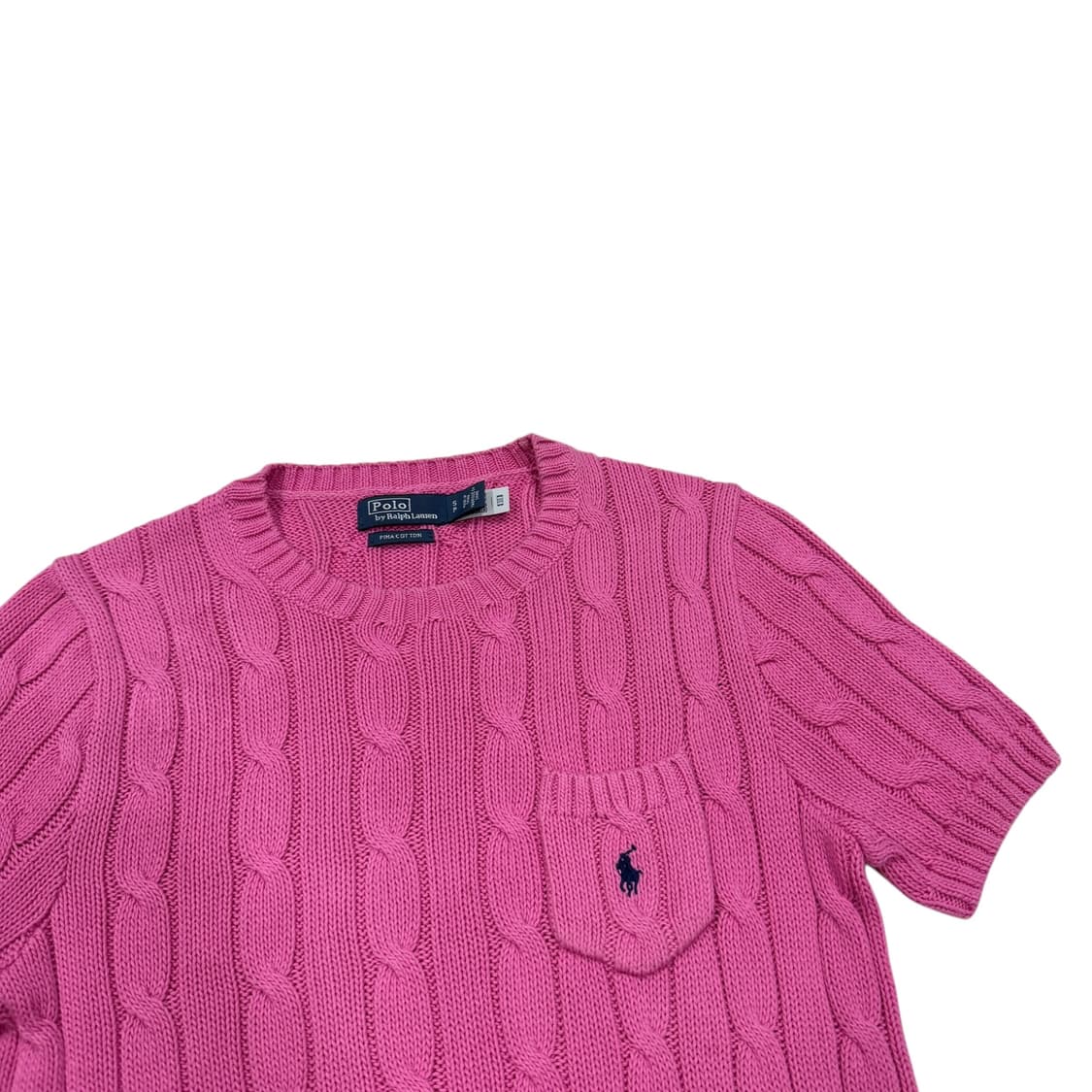 폴로 랄프로렌 케이블 피마코튼 니트 반팔티 핑크 S 상품이미지2