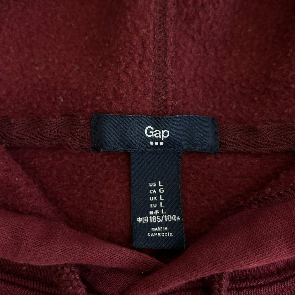 GAP 갭 차콜 로고 와인 후드티  상품이미지5