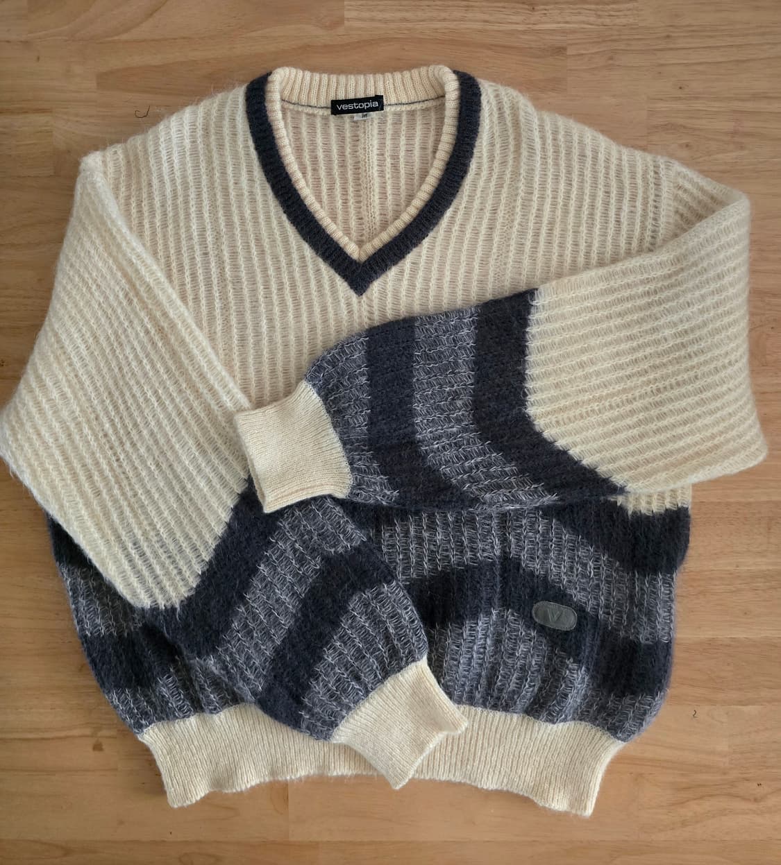 Vestopia 일본 빈티지 울 니트 / V넥 스트라이프 상품이미지8