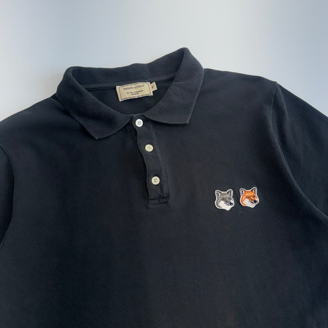 Maison kitsune 메종키츠네 더블폭스 블랙 카라 반팔 상품이미지4